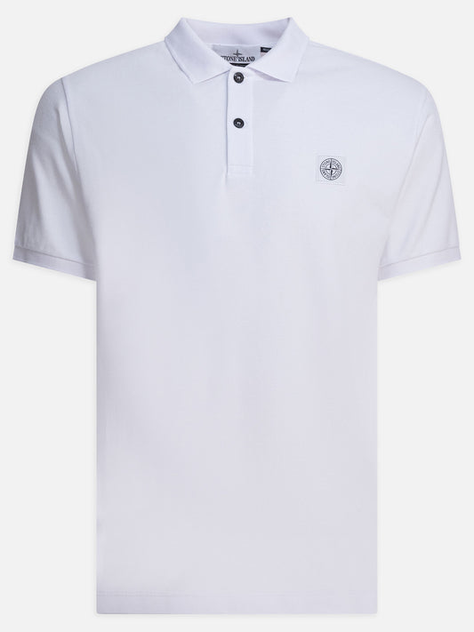 Polo con bottoni Logo  Bianco - Stone Island Uomo | VIETTI Online Store 
