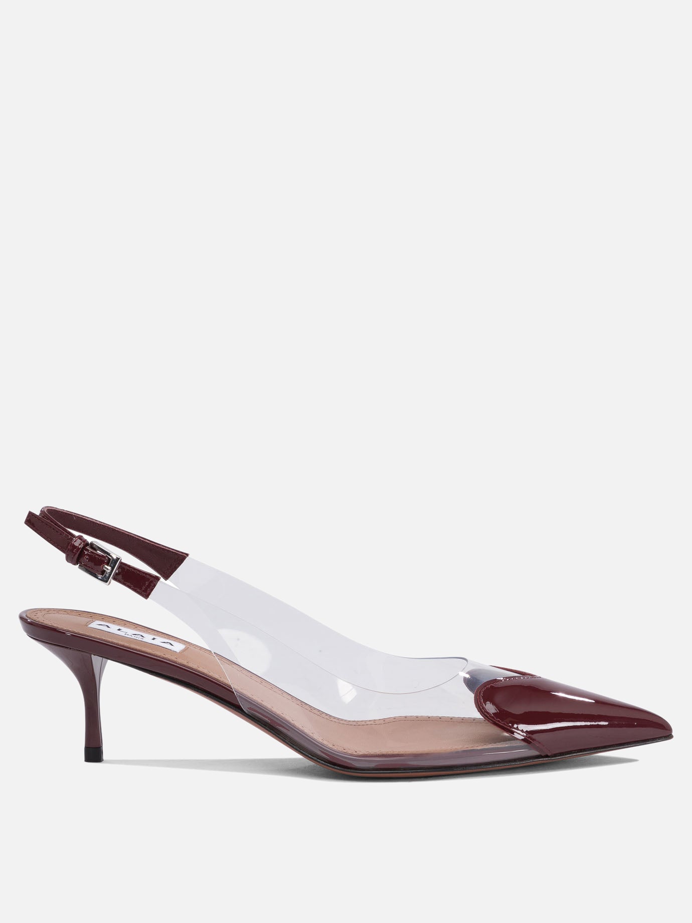 Slingbacks 50% patent calfskin 50% polyurethane - 95% leather 5% rubber  Bordeaux - Alaïa Women | PDP | VIETTI Online Store | thumbnail