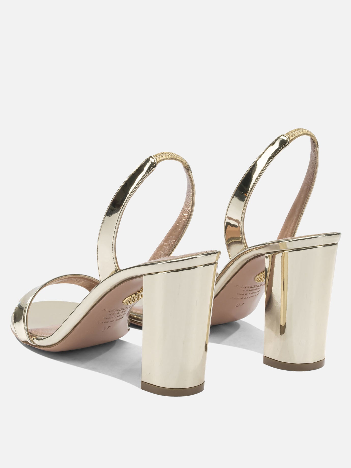 Heeled sandals 40% polyester 38% polyurethane 22% thermoplastic polyurethane - 100% calf leather  Gold - Aquazzura Women | PDP | VIETTI Online Store | Zoom-Modal_4
