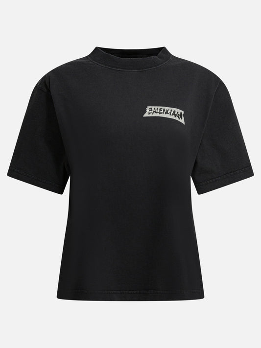 Crewneck t-shirts Logo  Black - Balenciaga Women | PLP | VIETTI Online Store 
