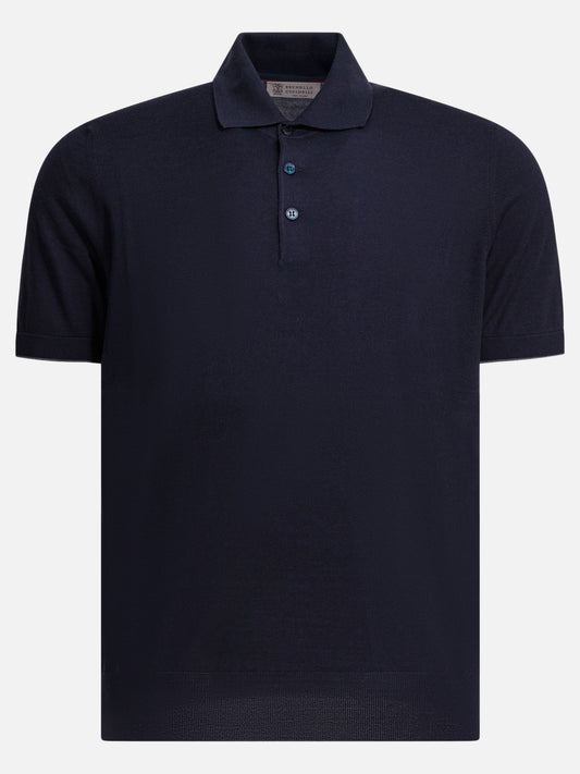 Polo shirts with buttons Solid colour  Blue - Brunello Cucinelli Men | PDP | VIETTI Online Store 
