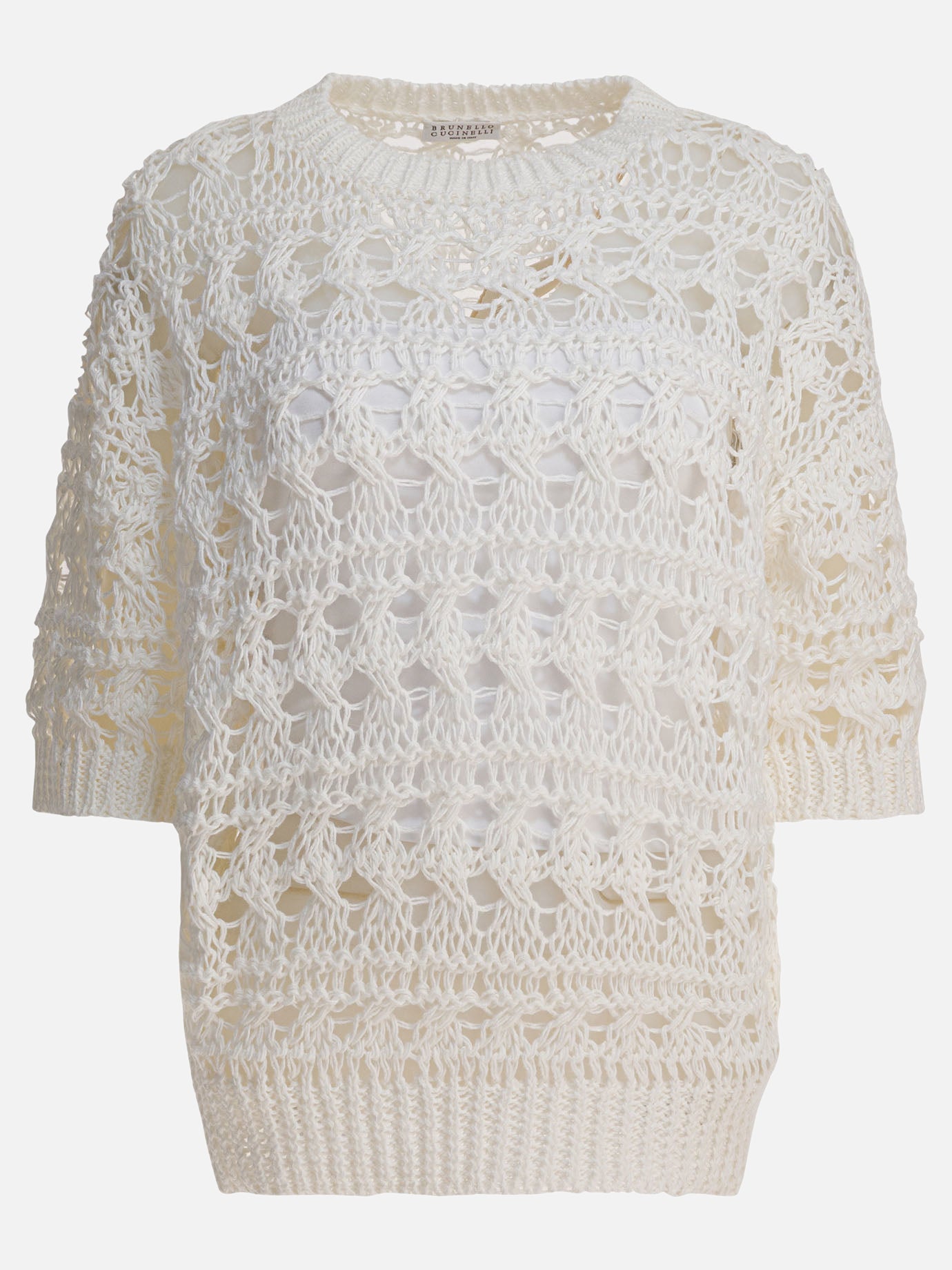 Maglioni girocollo Textured knit  Bianco - Brunello Cucinelli Donna | PDP | VIETTI Online Store | thumbnail
