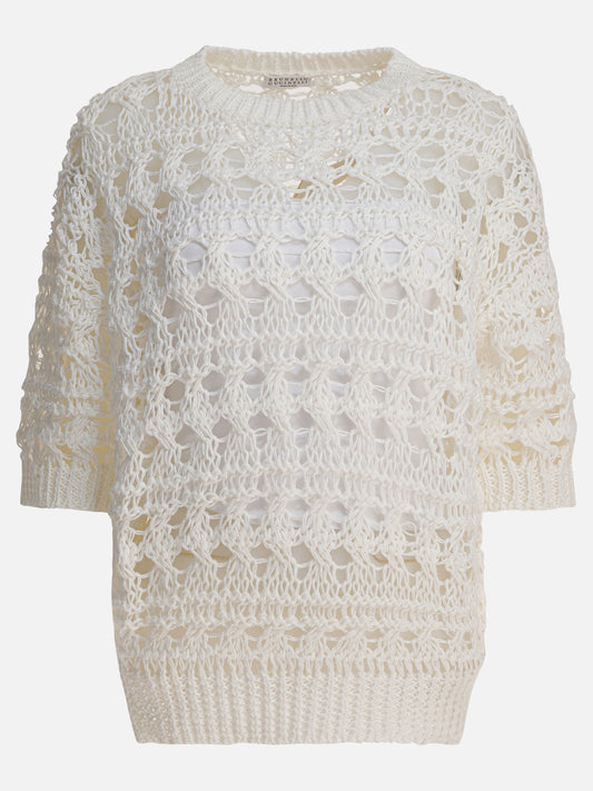 Maglioni girocollo Textured knit  Bianco - Brunello Cucinelli Donna | PDP | VIETTI Online Store 
