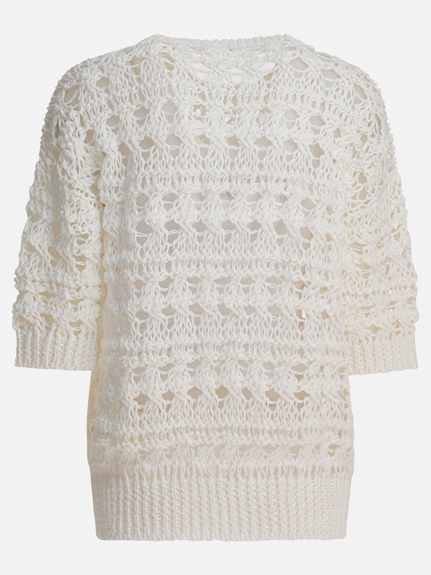 Maglioni girocollo Textured knit  Bianco - Brunello Cucinelli Donna | PDP | VIETTI Online Store | thumbnail_2
