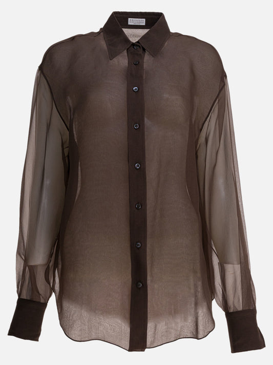 Camicie casual Solid colour  Marrone - Brunello Cucinelli Donna | PDP | VIETTI Online Store 
