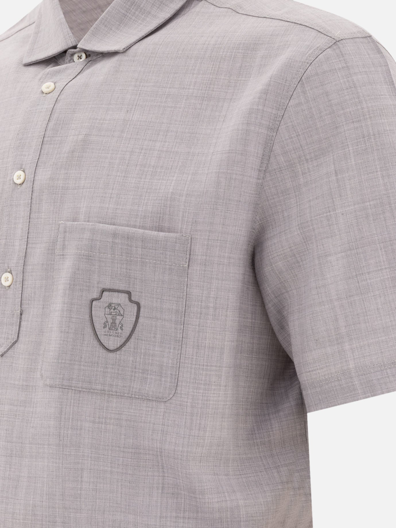 Polo con bottoni Solid colour  Grigio - Brunello Cucinelli Uomo | PDP | VIETTI Online Store | thumbnail_4