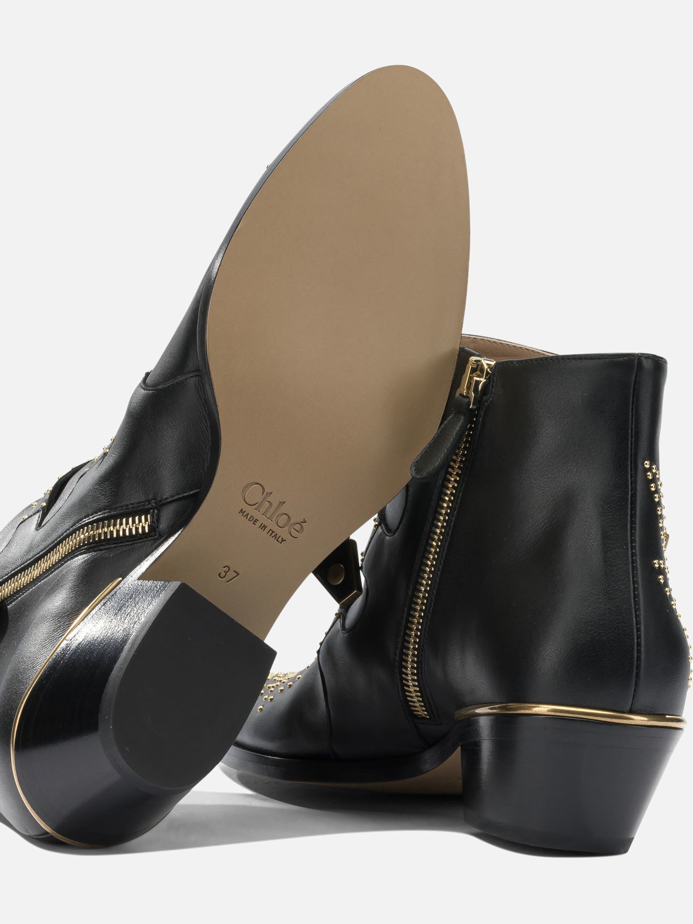Stivaletti con zip 88% calf leather 12% goat leather - 100% calf leather  Nero - Chloé Donna | PDP | VIETTI Online Store | thumbnail_5