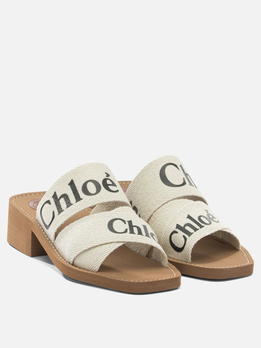 Heeled sandals 90% linen 10% polyester - 100% ethylene vinyl acetate  White - Chloé Women | PDP | VIETTI Online Store | 2
