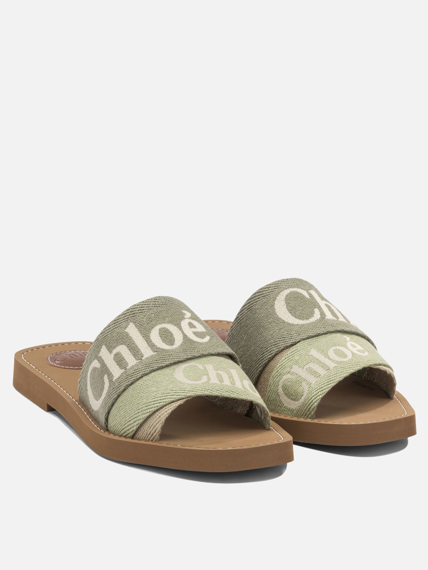 Flat sandals 90% linen 10% polyester - 100% ethylene vinyl acetate  Green - Chloé Women | PDP | VIETTI Online Store | thumbnail_2