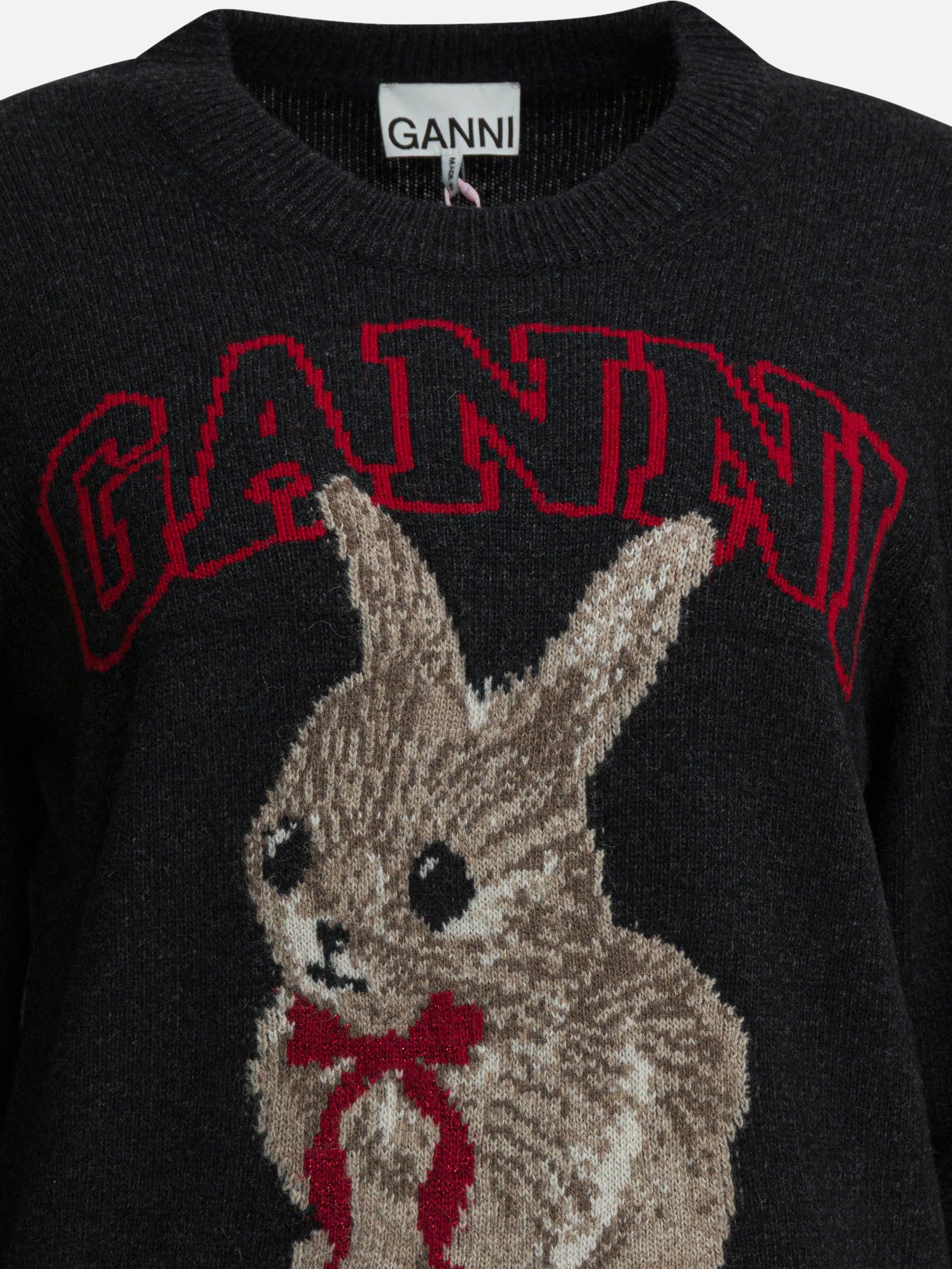 Crewneck sweaters 45% wool 35% recycled wool 20% recycled polyamide  Black - Ganni Women | PDP | VIETTI Online Store | Zoom-Modal_3
