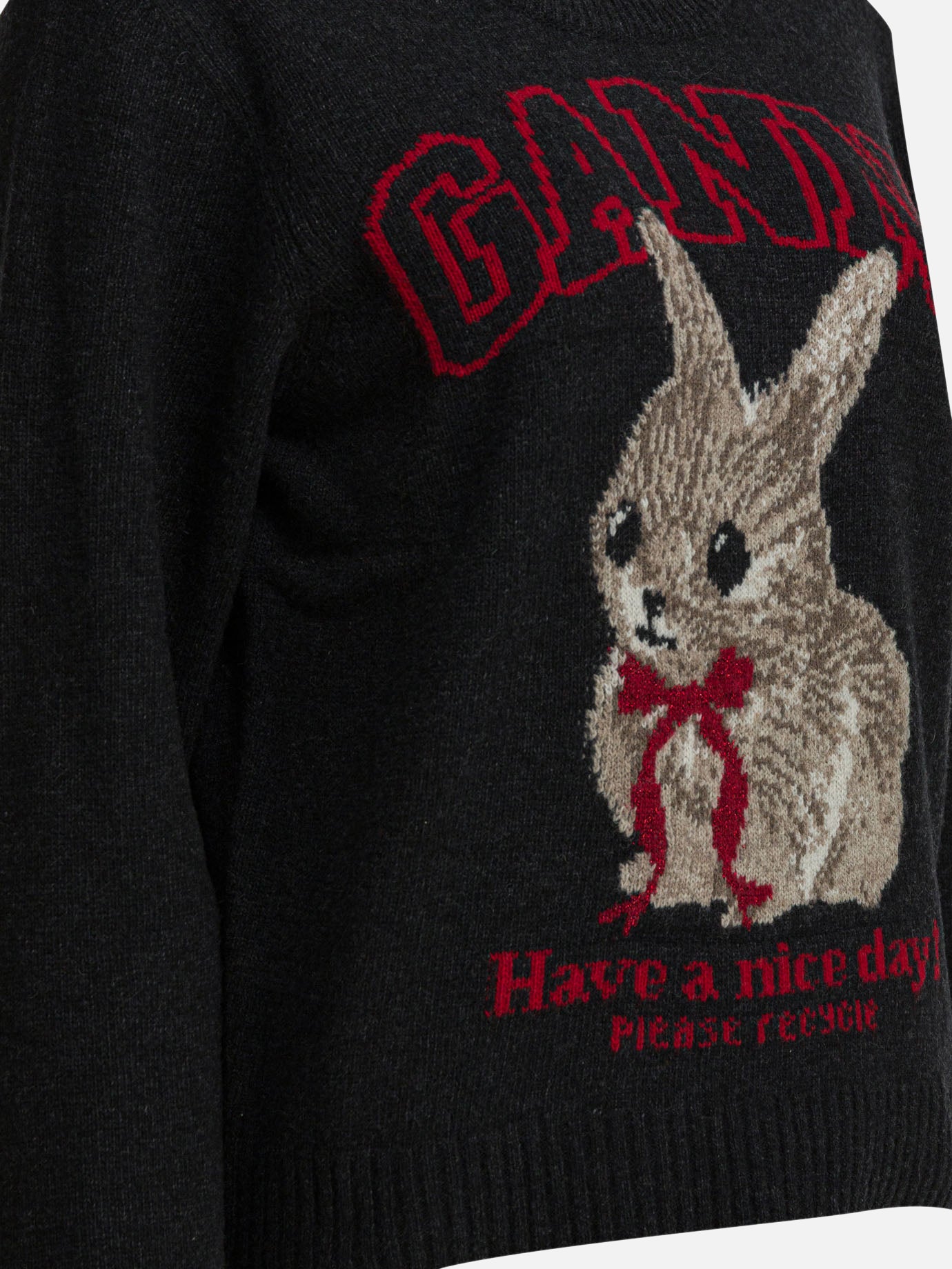 Crewneck sweaters 45% wool 35% recycled wool 20% recycled polyamide  Black - Ganni Women | PDP | VIETTI Online Store | thumbnail_4