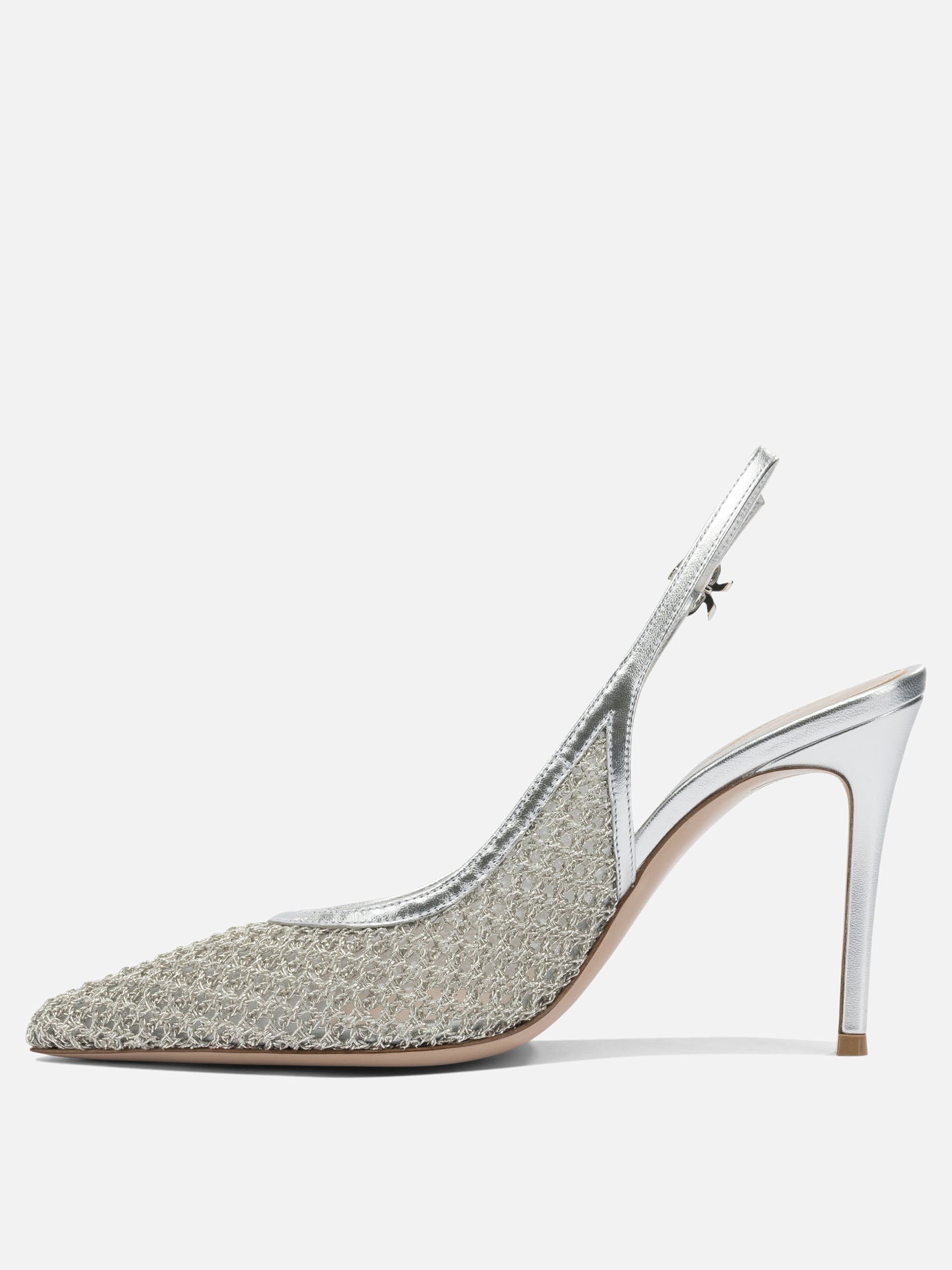 Slingbacks 90% fabric 10% leather - 100% leather  Silver - Gianvito Rossi Women | PDP | VIETTI Online Store | Zoom-Modal_3
