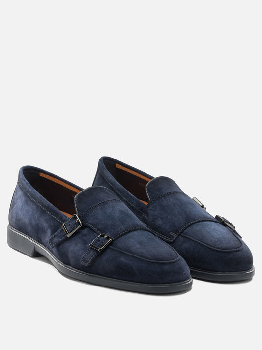 Loafers 100% suede - 100% rubber  Blue - Santoni Men | VIETTI Online Store | 2
