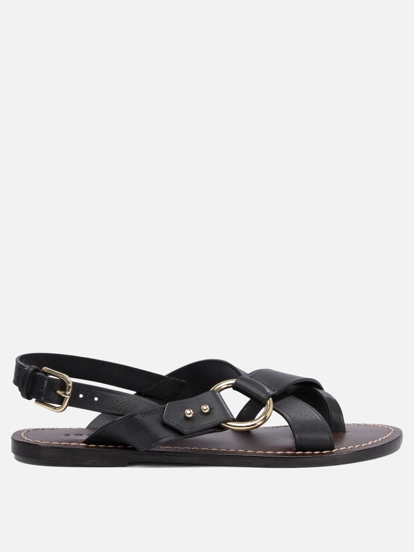 Flat sandals 100% leather  Black - Soeur Women | PDP | VIETTI Online Store | thumbnail