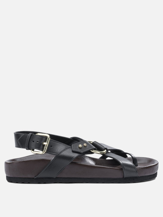 Flat sandals 100% leather - 100% rubber  Black - Soeur Women | PLP | VIETTI Online Store 
