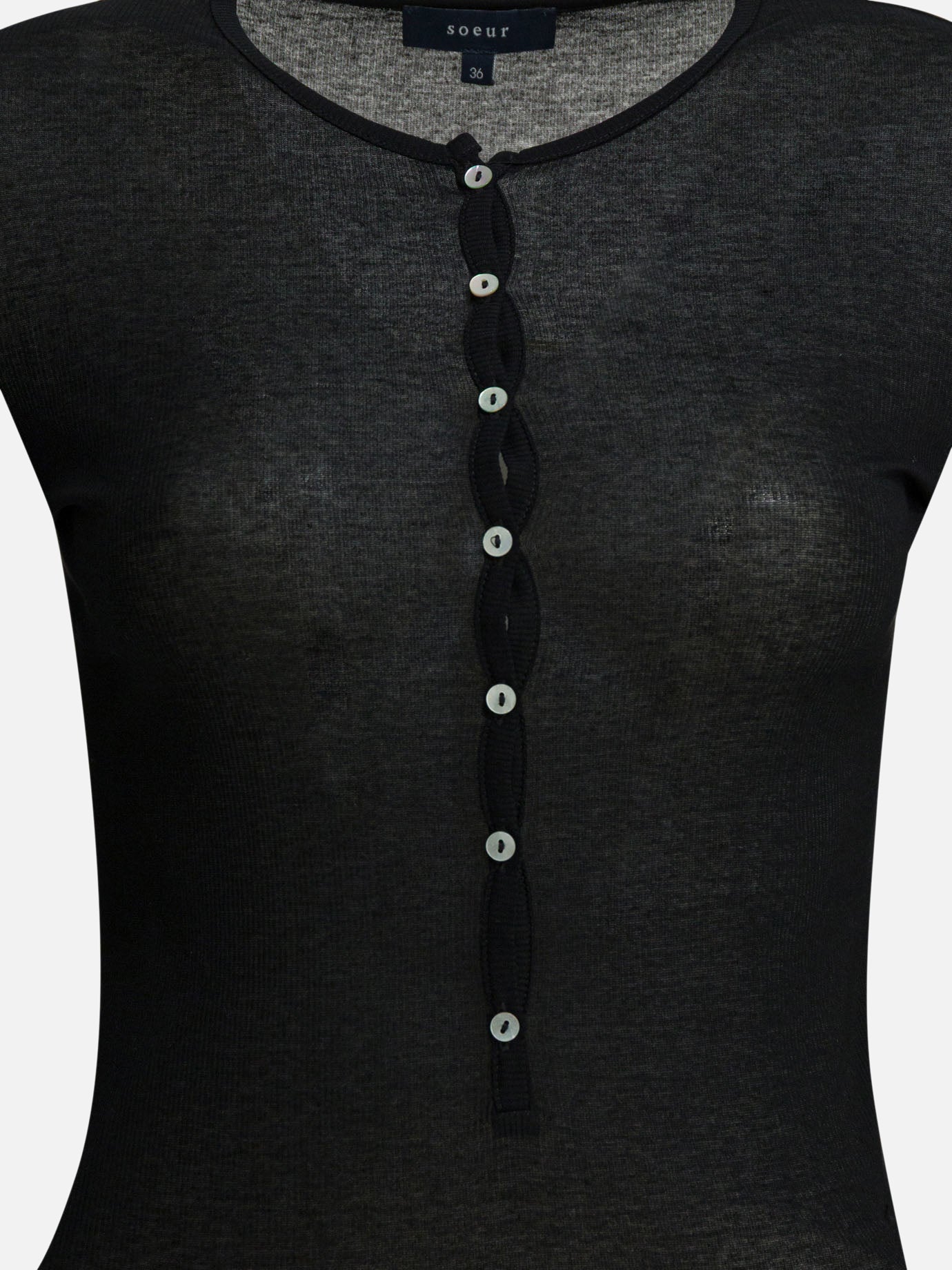 Henley t-shirts Solid colour  Black - Soeur Women | PDP | VIETTI Online Store | thumbnail_3