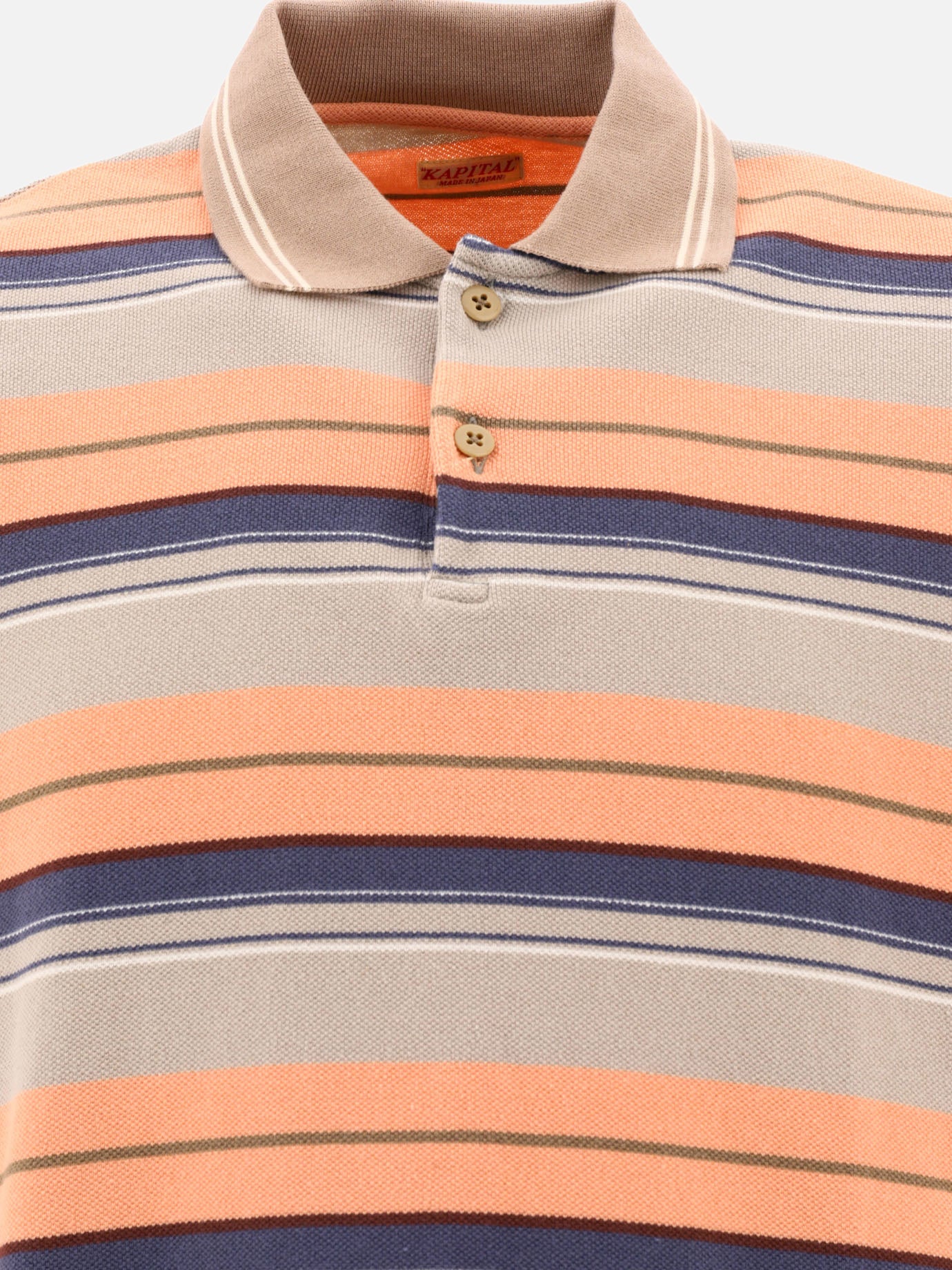 Polo con bottoni 100% cotone  Arancione - KAPITAL Uomo | PDP | VIETTI Online Store | thumbnail_3