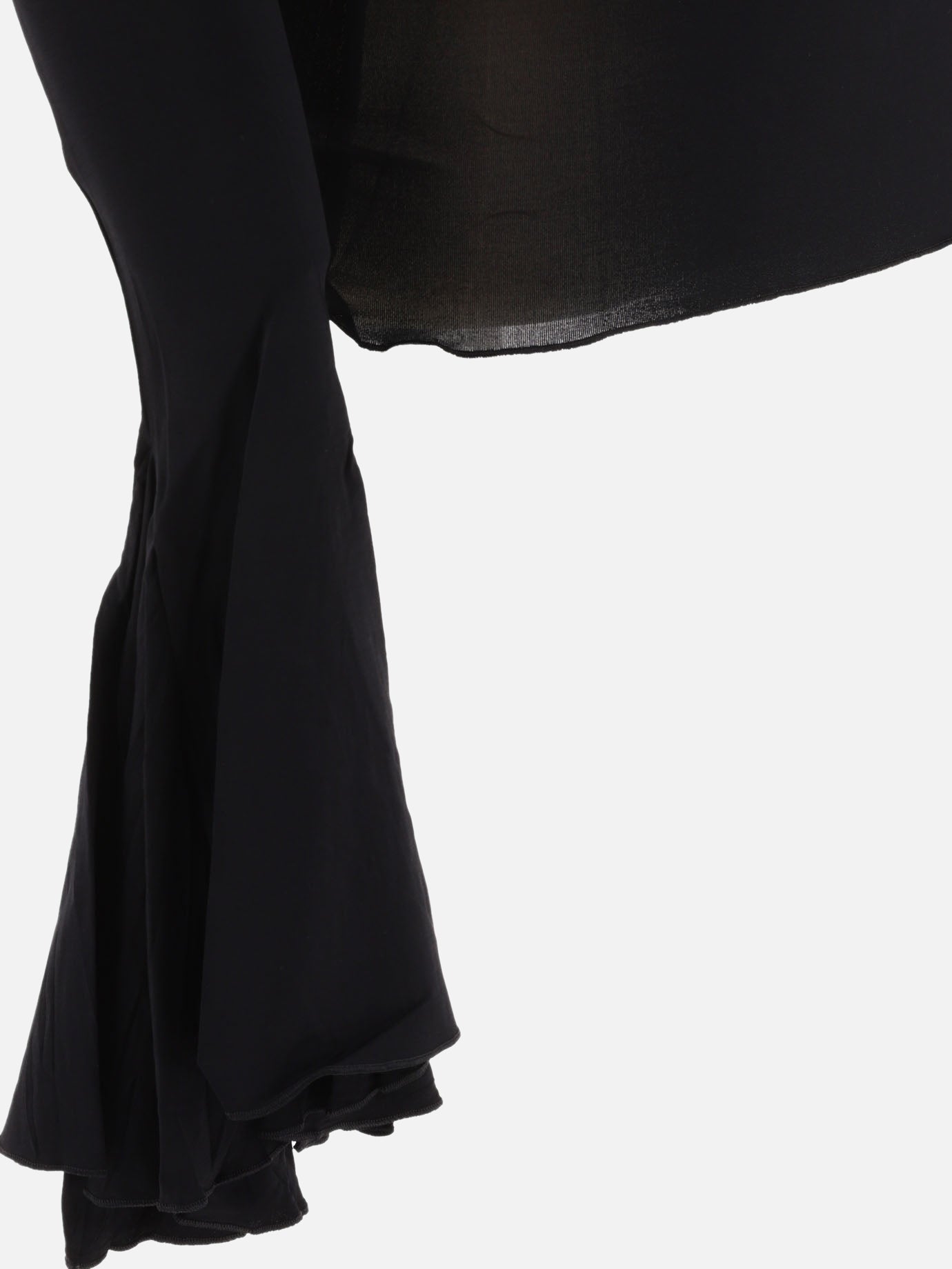 High neck top with godet cuffs