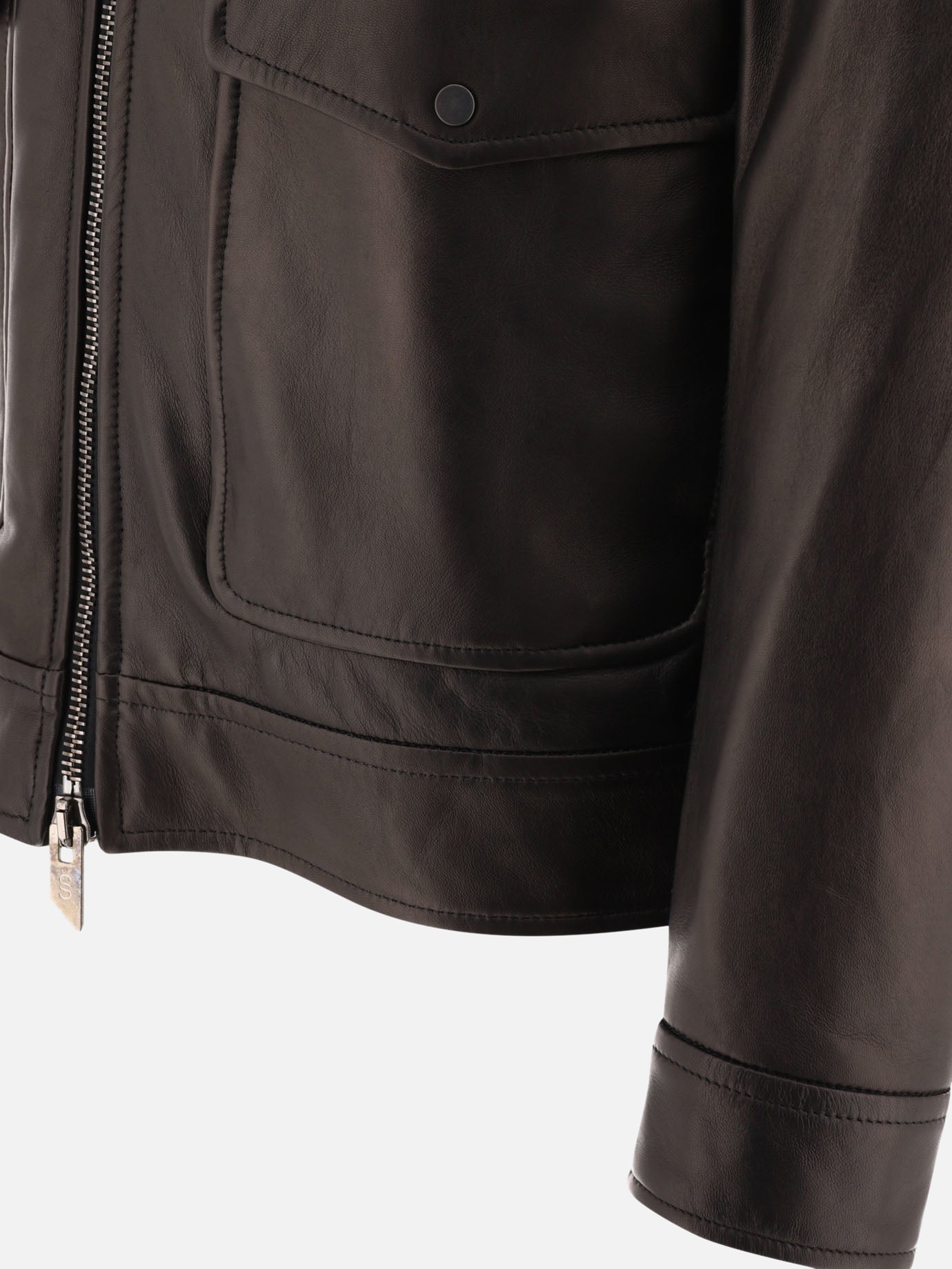 Salvatore Santoro Giacca in pelle stile biker 10610793_54 Nero thumbnail_4