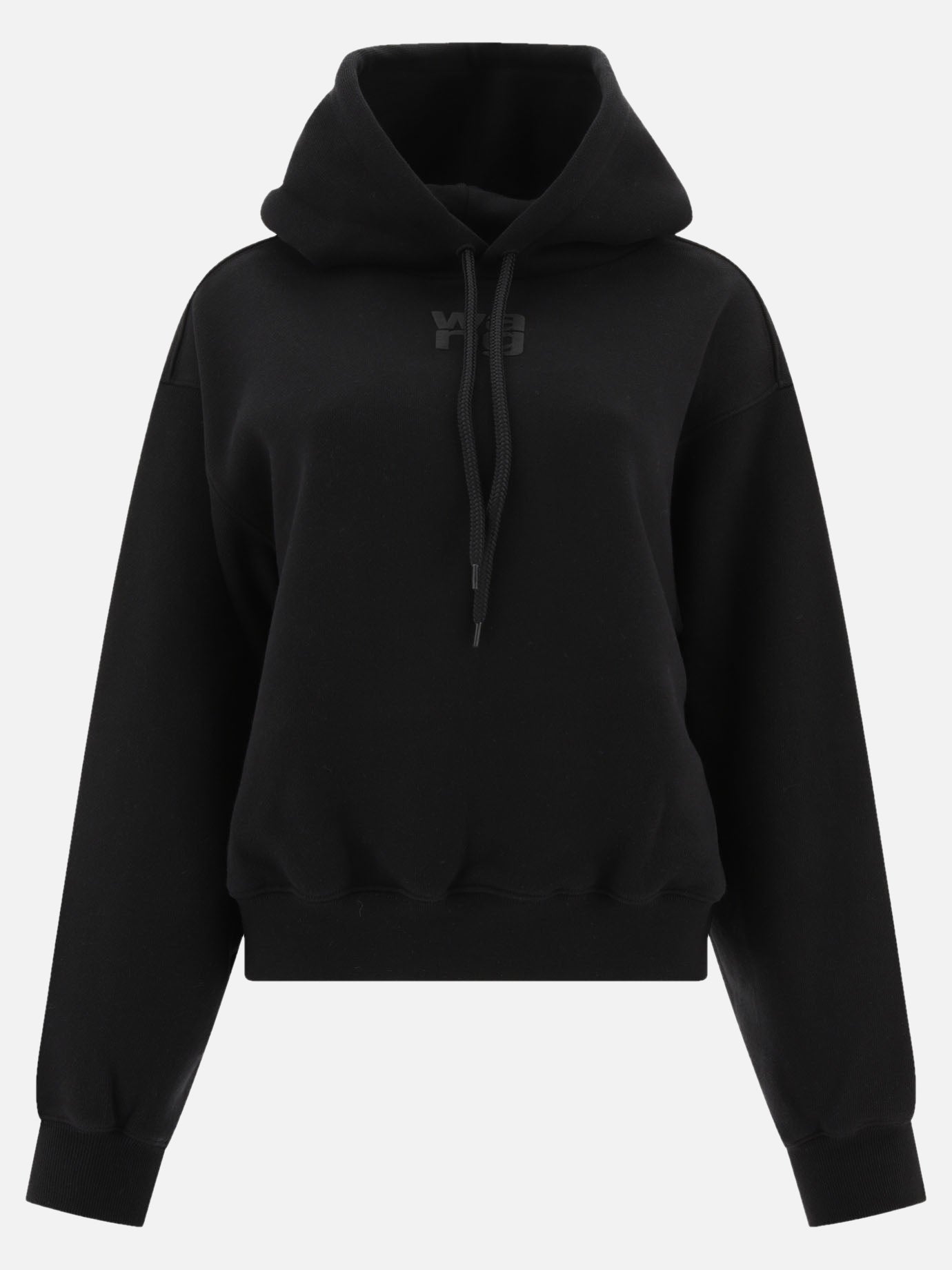 Puff logo hoodie in structured terry