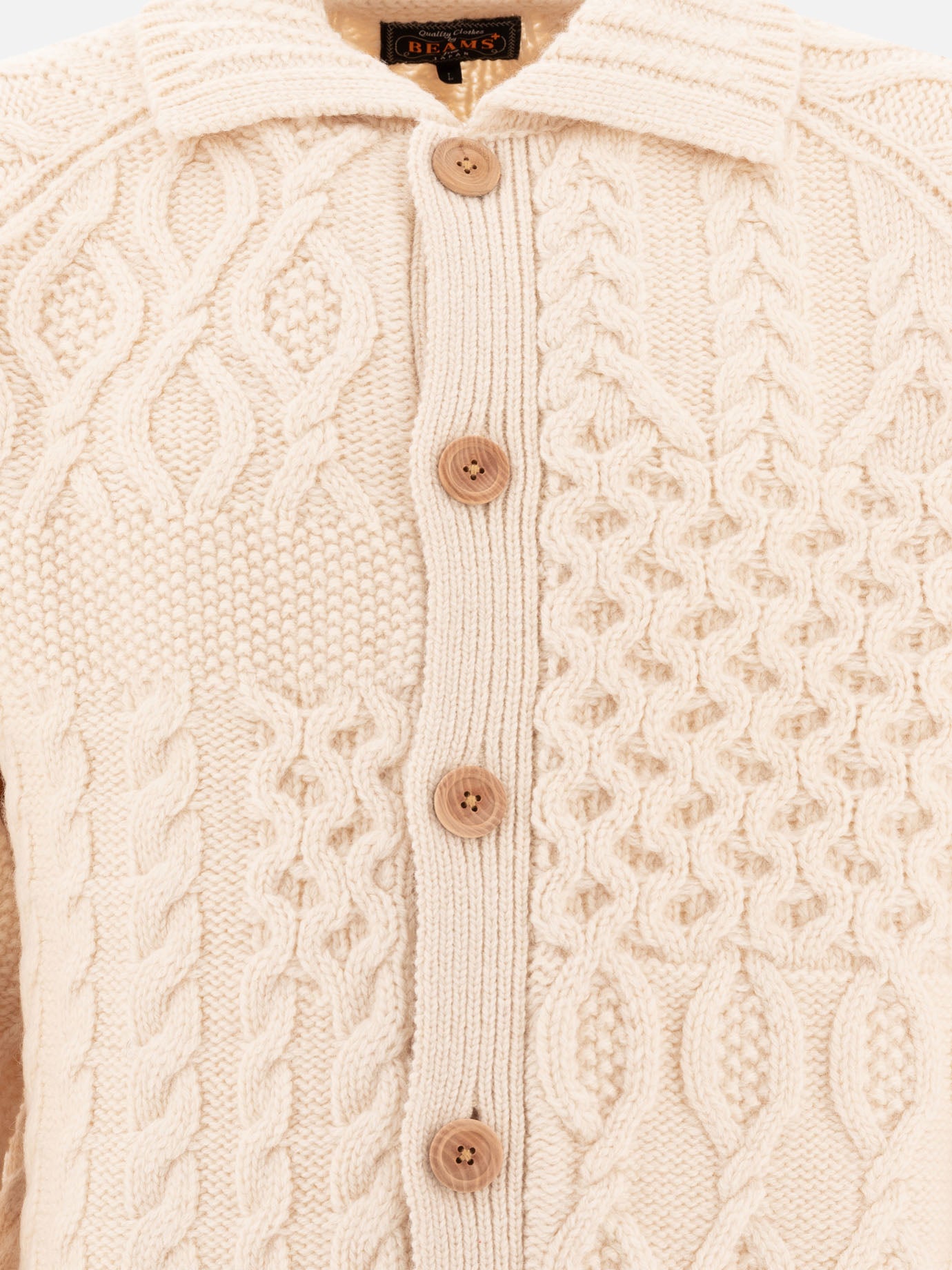 Cardigans Textured knit  Beige - Beams Plus Men | PDP | VIETTI Online Store | thumbnail_3