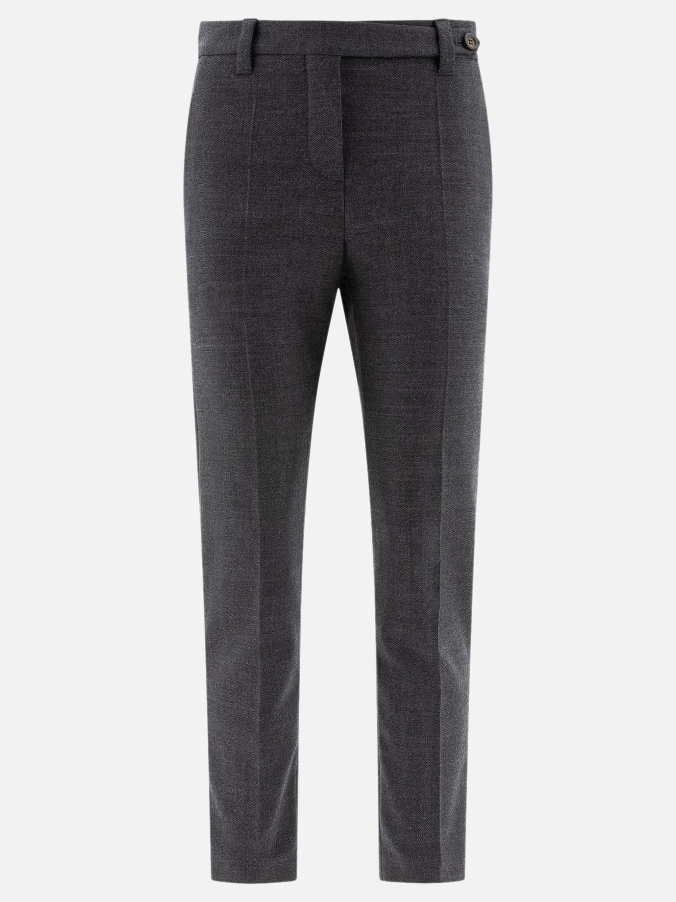 Brunello Cucinelli Wool cigarette trousers with monili Grey