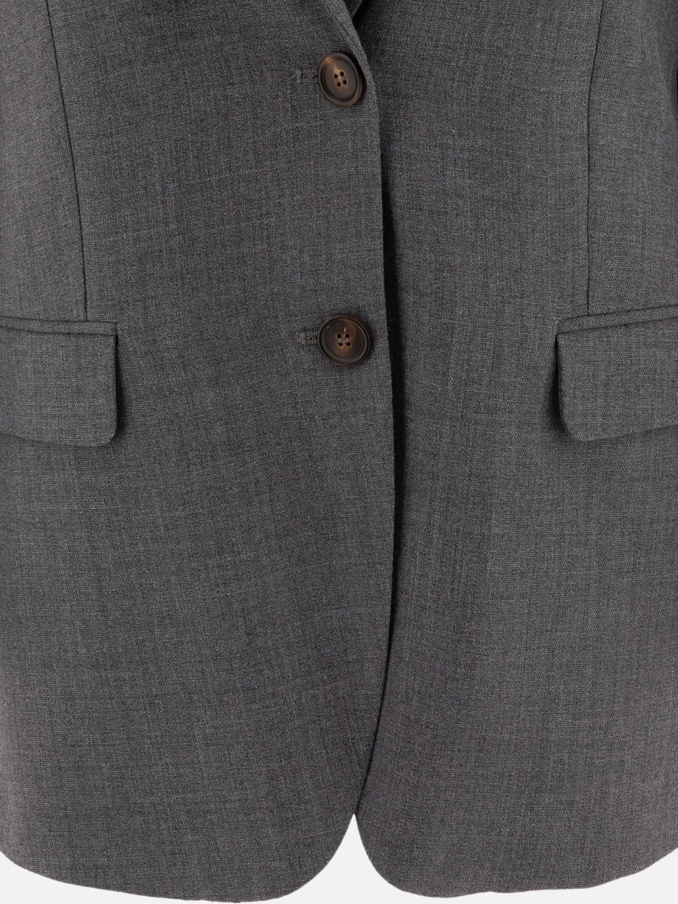 Brunello Cucinelli Single-breasted wool blend blazer Grey