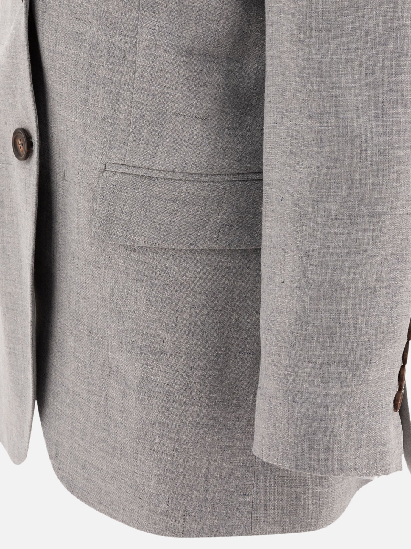 Brunello Cucinelli Linen and wool canvas blazer with monili Grey