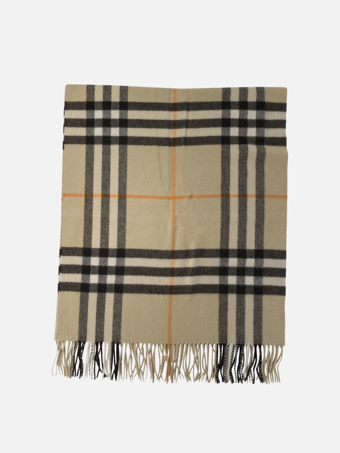 Burberry Wide scarf in cashmere Check Beige