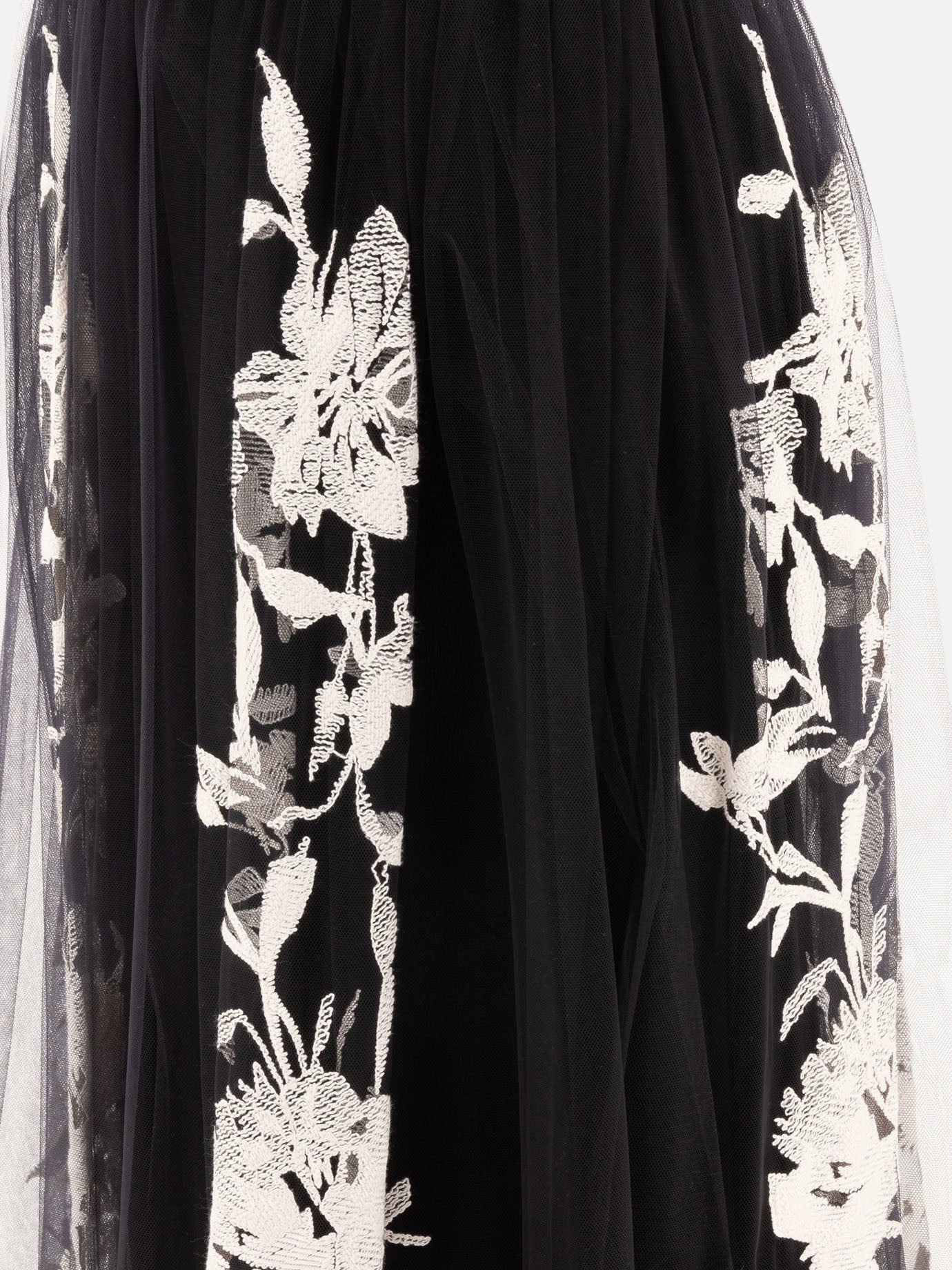 Elie Saab Tulle embroidered skirt Black