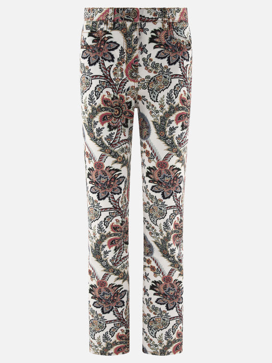 Jeans con stampa Paisley multicolore