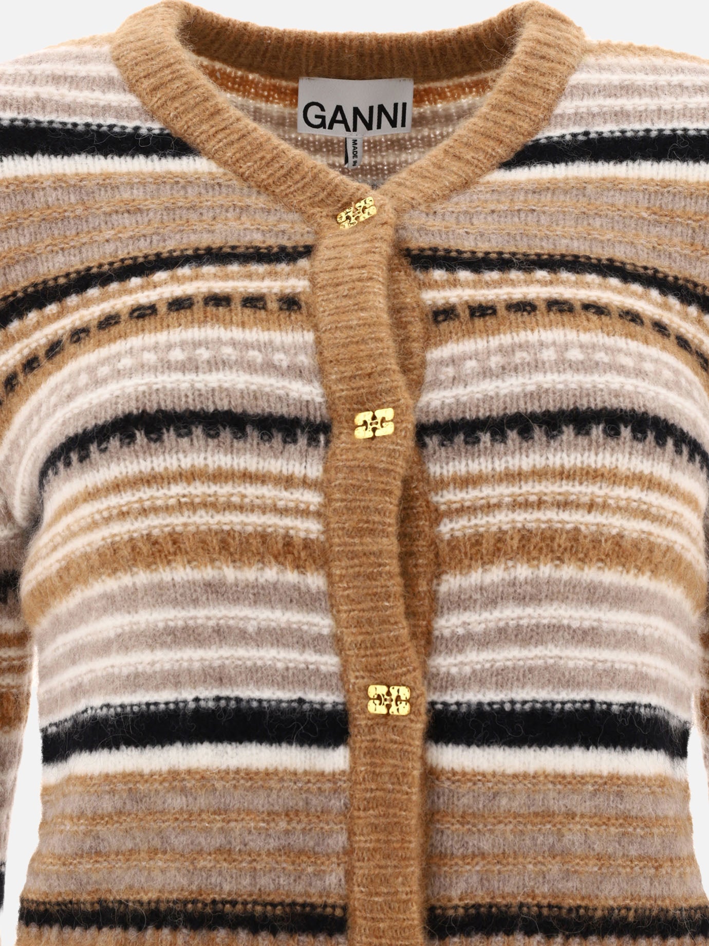 Ganni Striped cardigan Brown