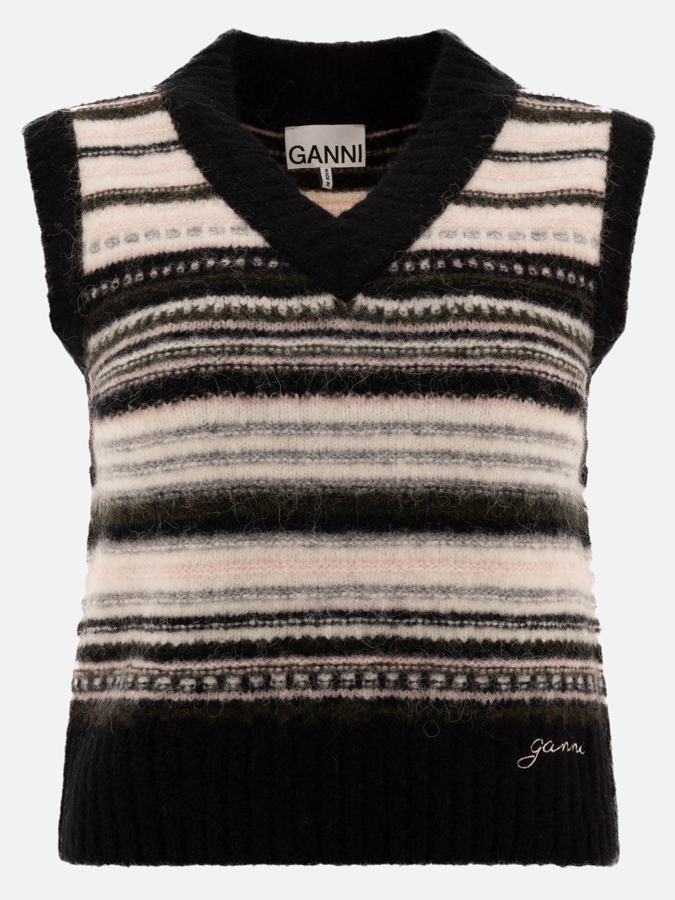 Ganni "Fair Isle" vest Black