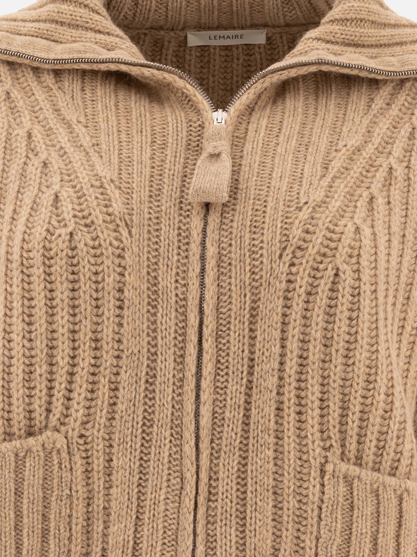 Lemaire Cardigan with trucker collar Beige