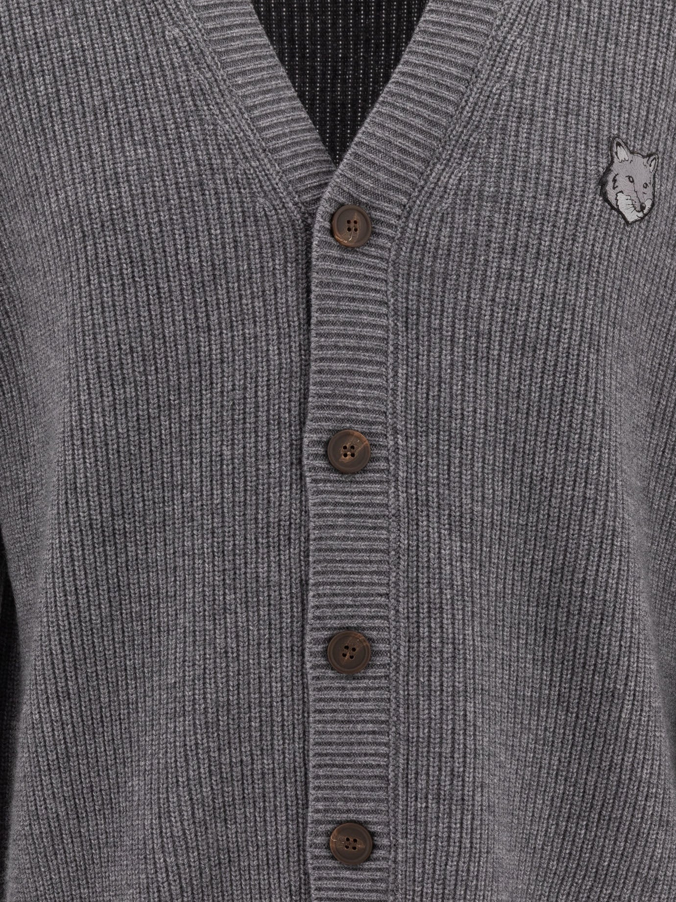 Maison Kitsuné "Bold Fox Head" cardigan Grey