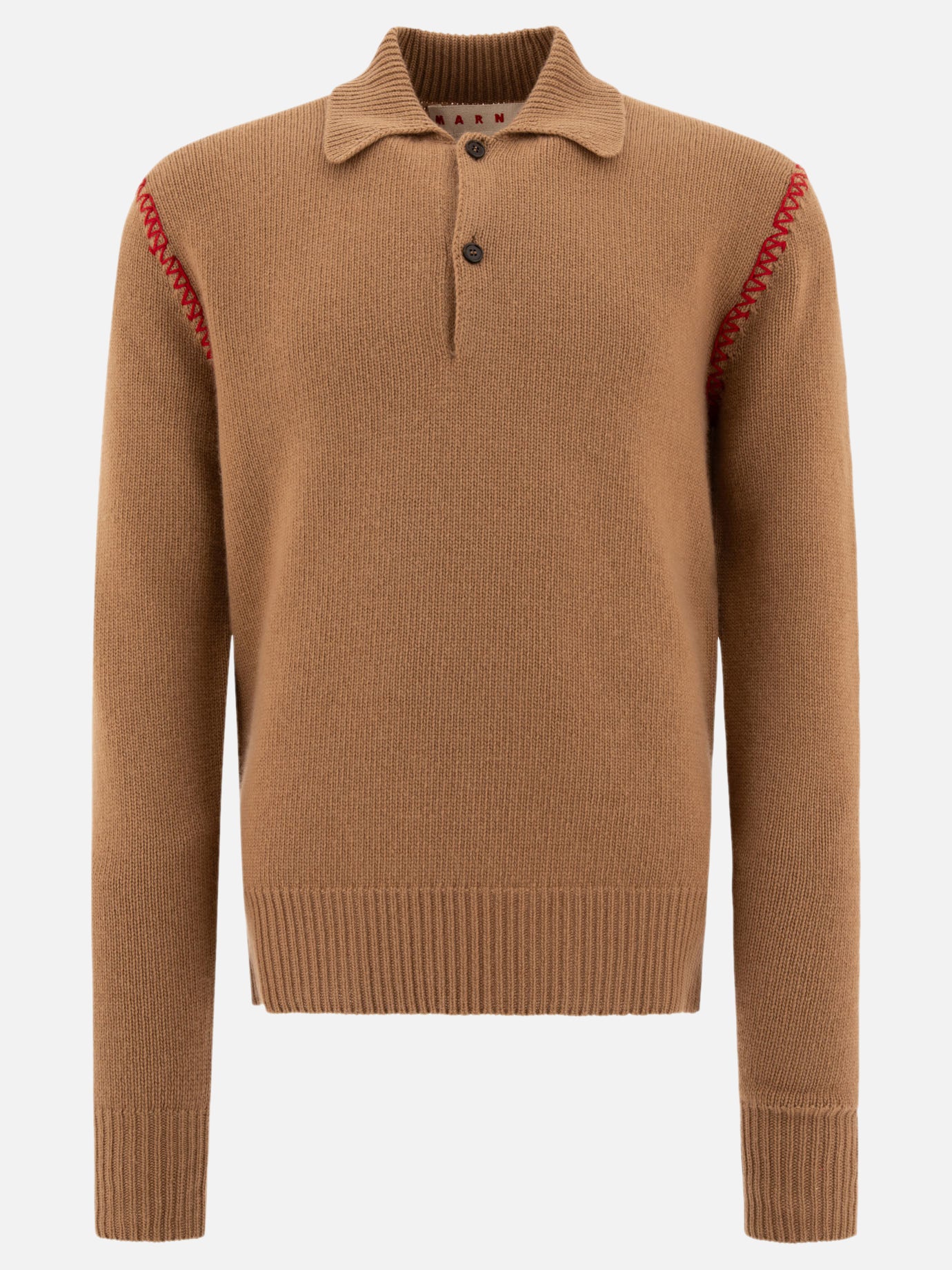 Marni Polo shirt with embroidered Marni logo Brown