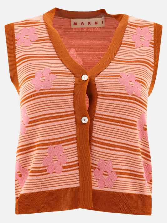 Marni "Striped Flowers" vest Pink