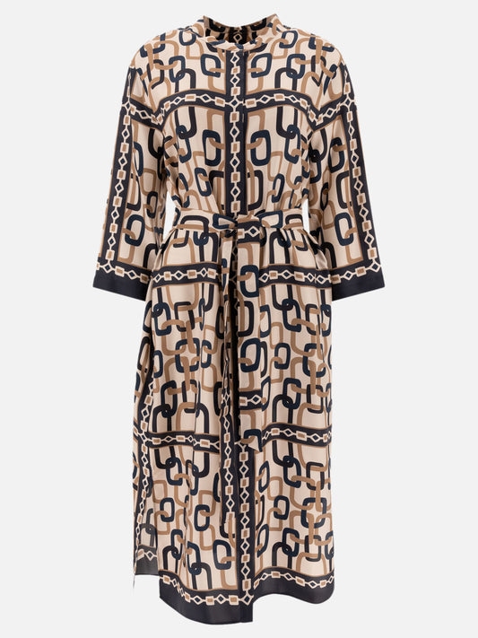 Max Mara Timeless Silk printed twill dress Blue