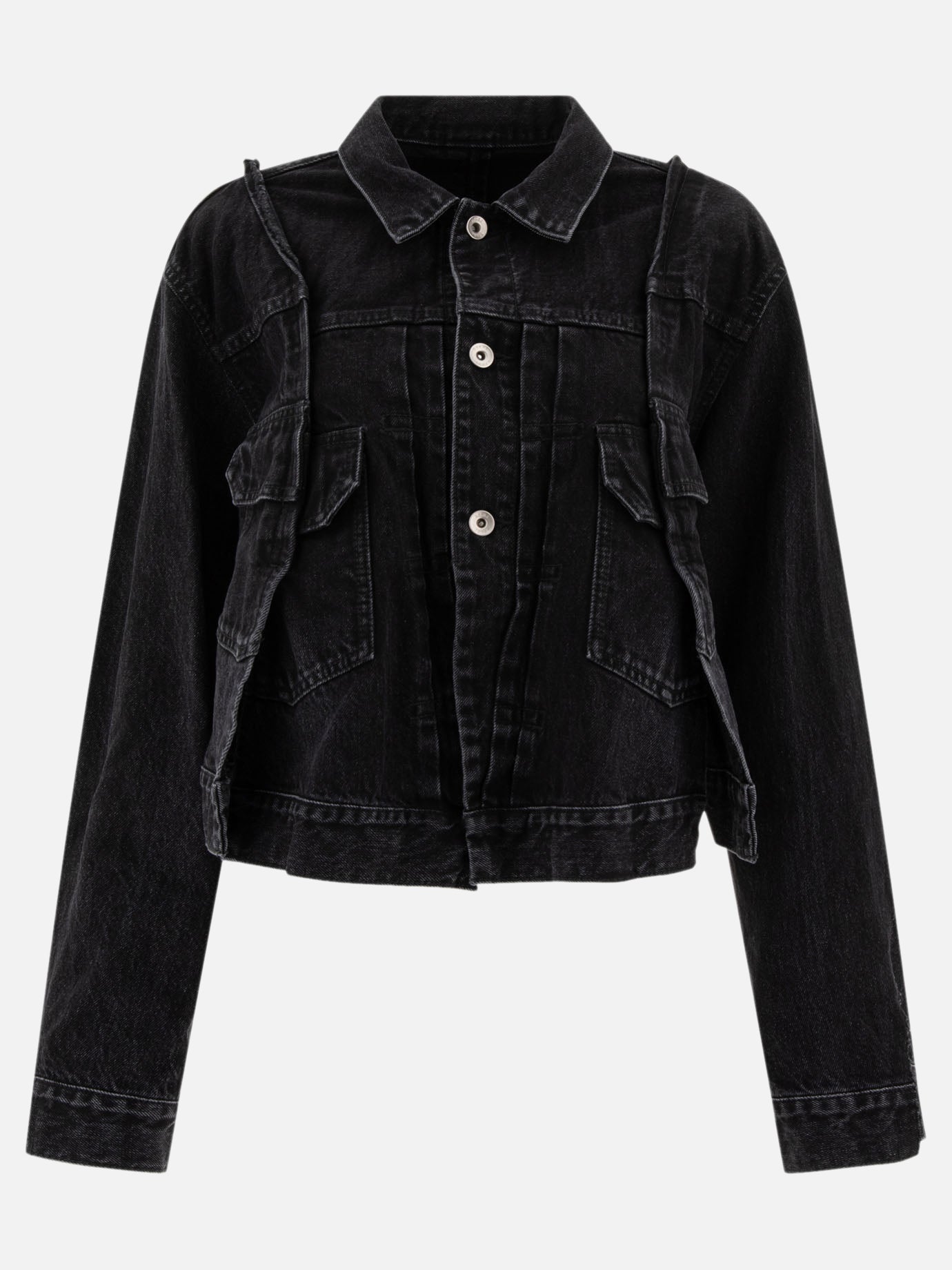 Giacche in denim Solid colour  Nero - Sacai Donna | PDP | VIETTI Online Store | thumbnail