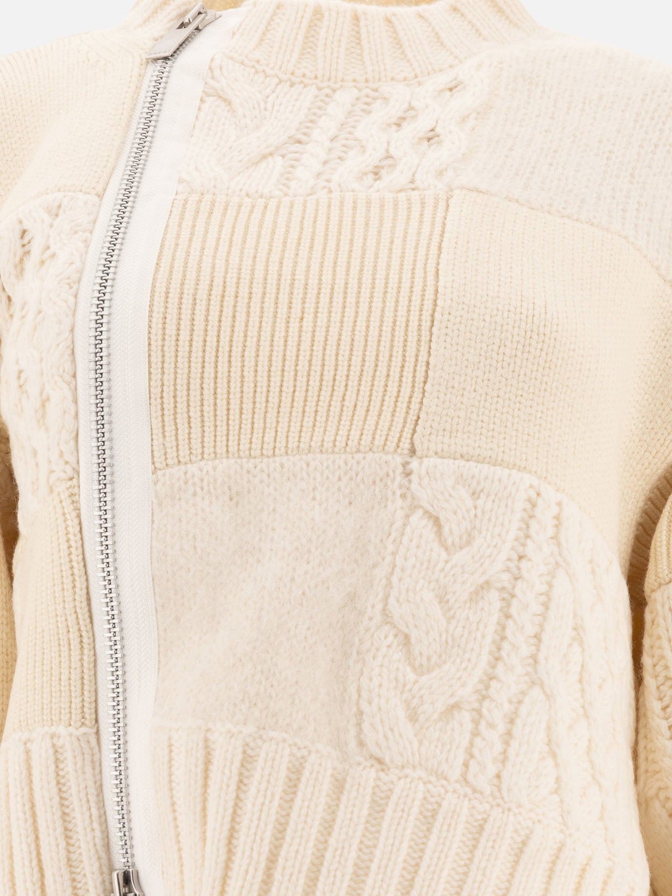 Sacai Patchwork cardigan White