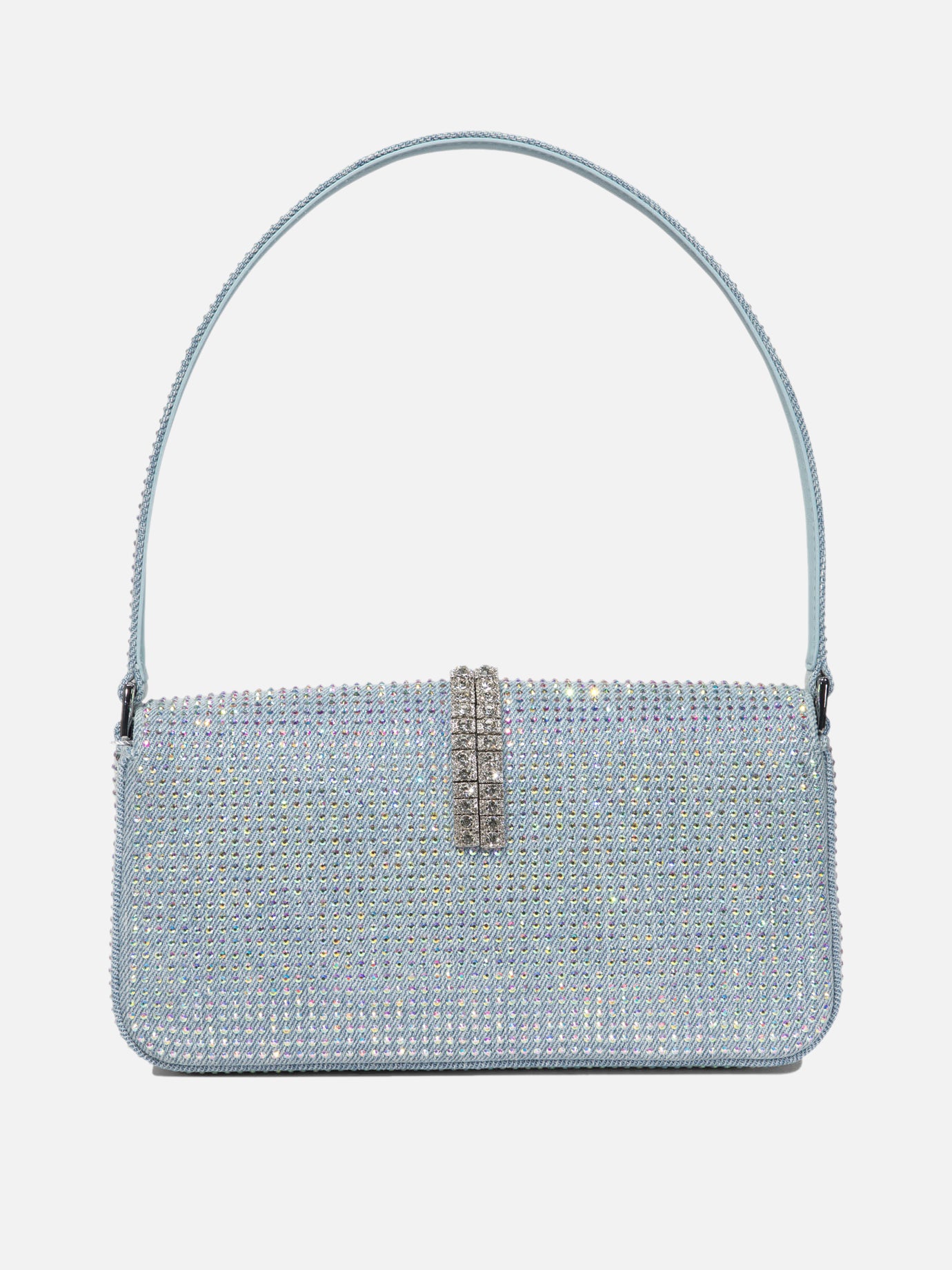 Rhinestone denim shoulder bag