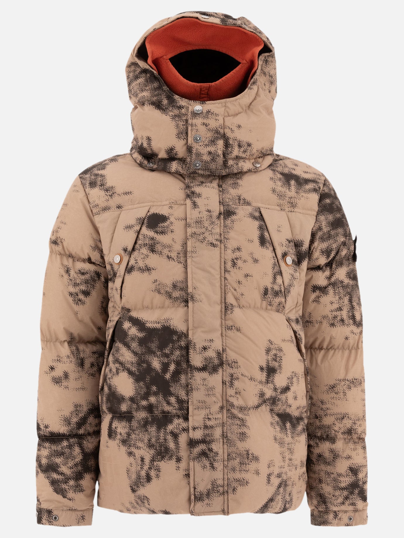 Stone Island "Ice Jacket Earth Mapping Camouflage" down jacket Beige