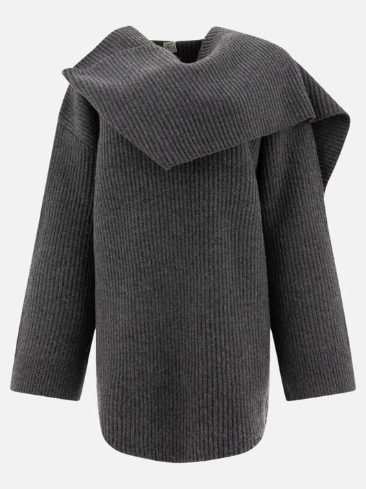 Toteme Ribbed scarf sweater Grey