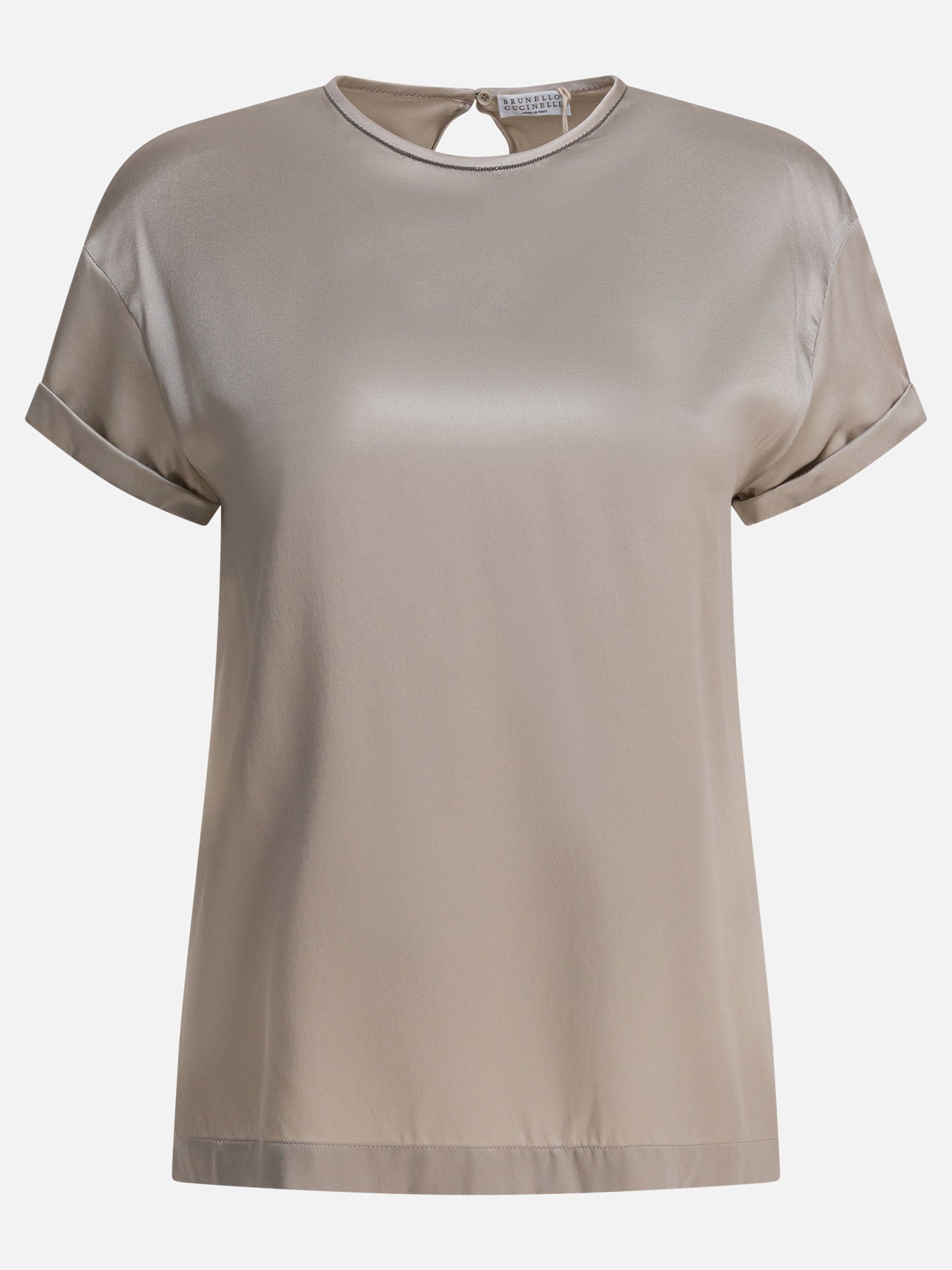 Crewneck t-shirts Solid colour  Silver - Brunello Cucinelli Women | PDP | VIETTI Online Store | Zoom-Modal
