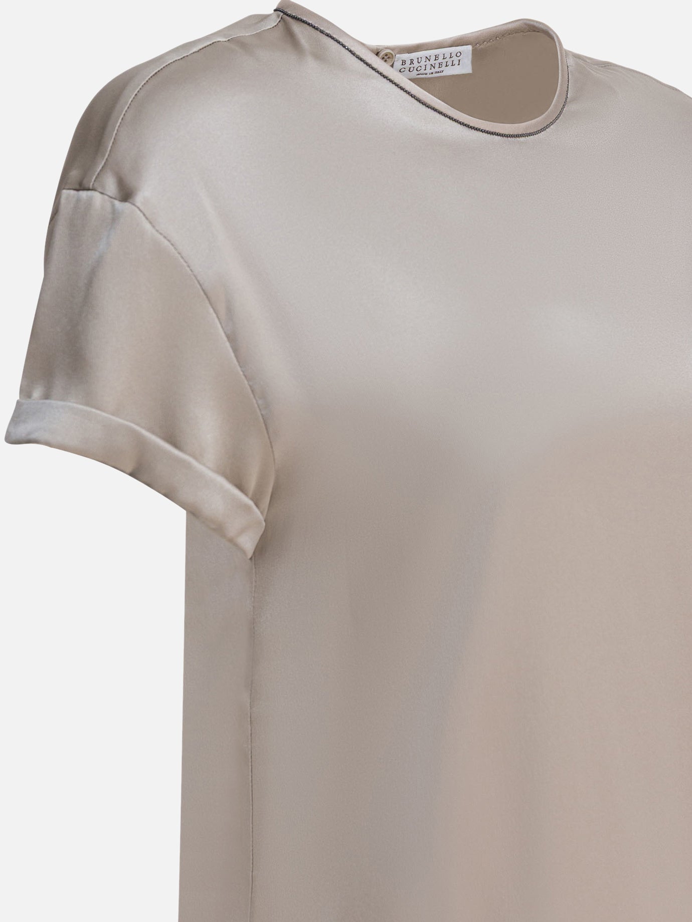 Crewneck t-shirts Solid colour  Silver - Brunello Cucinelli Women | PDP | VIETTI Online Store | thumbnail_4