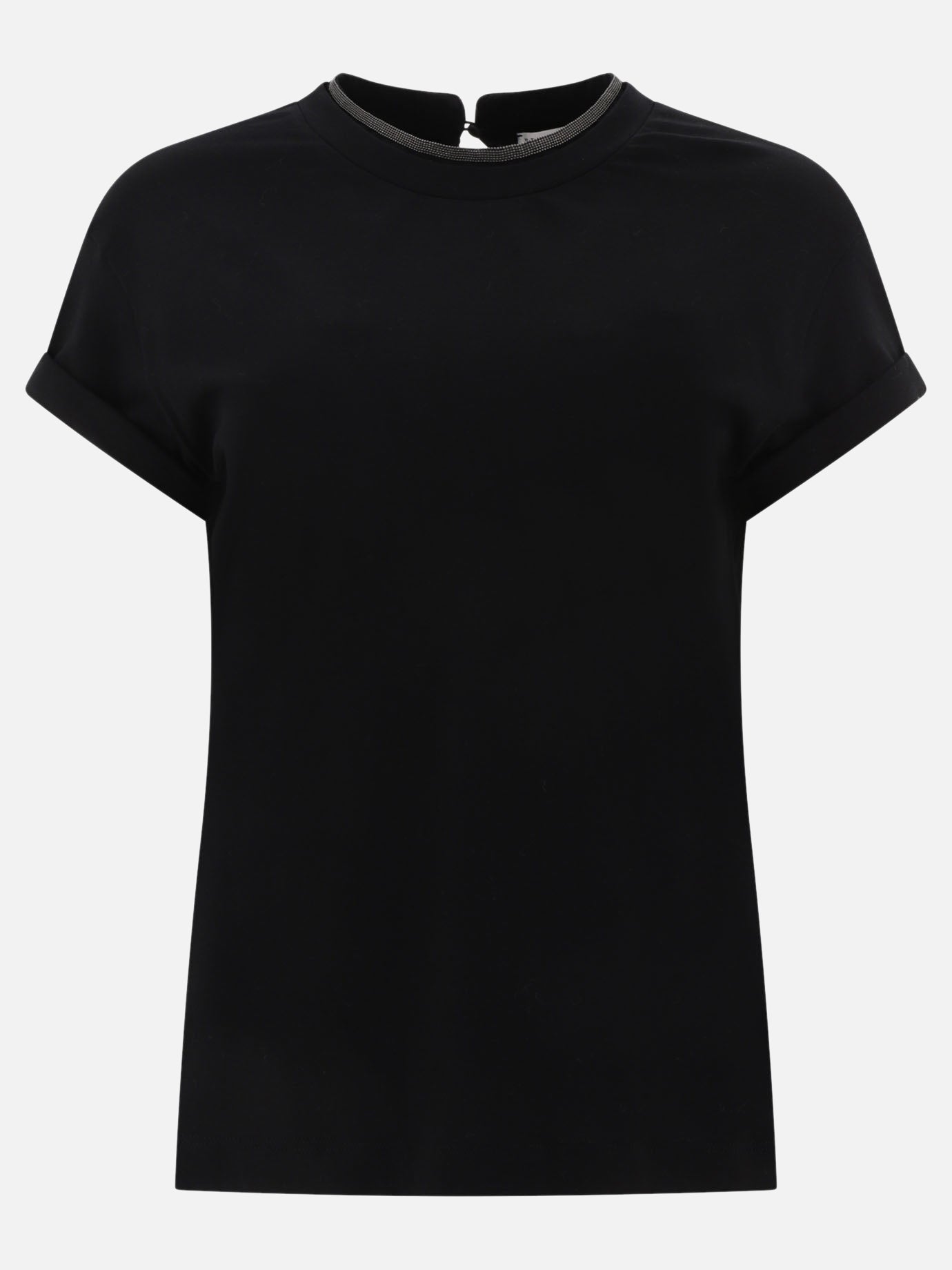 T-shirt girocollo Solid colour  Nero - Brunello Cucinelli Donna | PDP | VIETTI Online Store | Zoom-Modal
