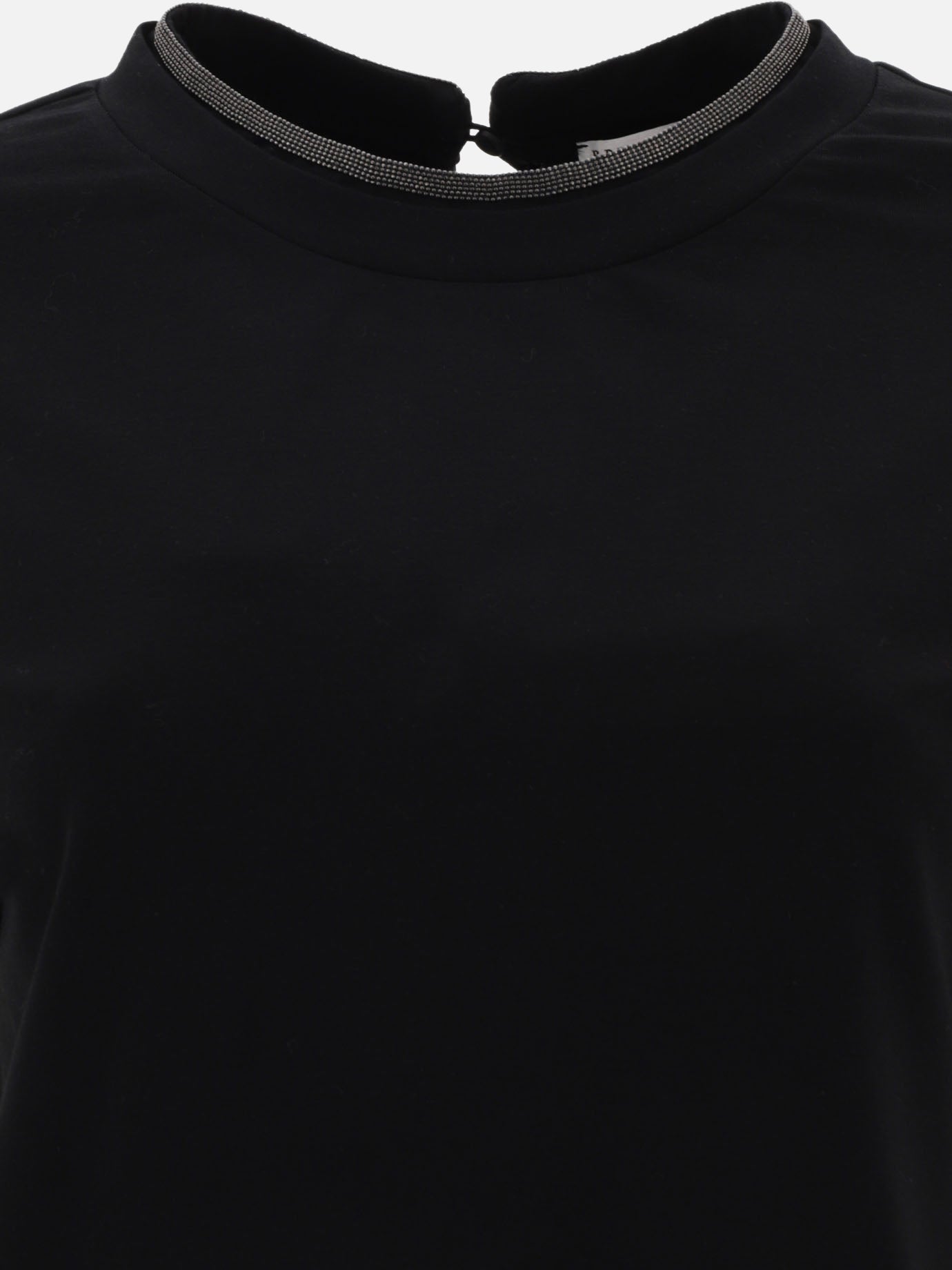 T-shirt girocollo Solid colour  Nero - Brunello Cucinelli Donna | PDP | VIETTI Online Store | thumbnail_3