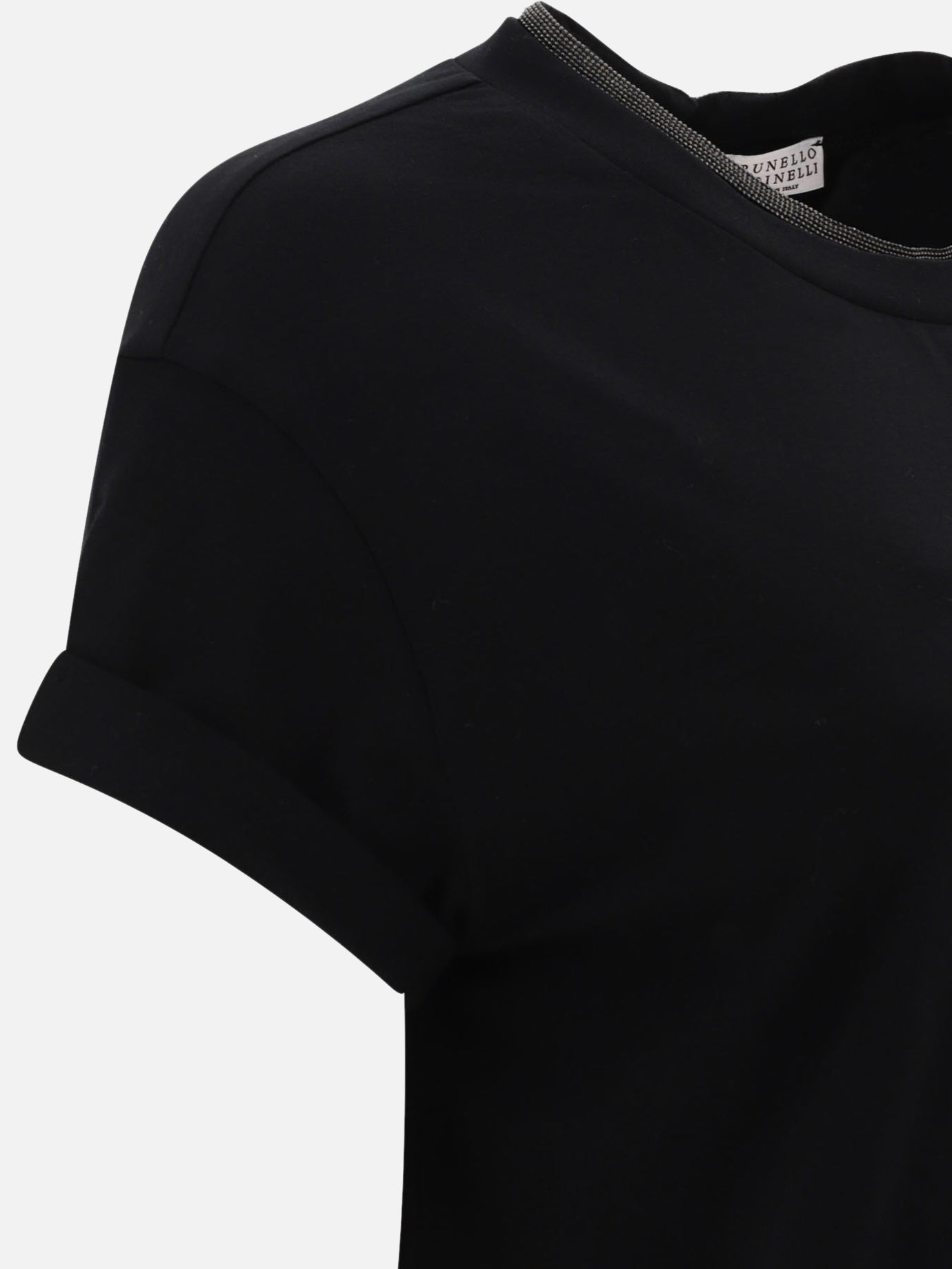 T-shirt girocollo Solid colour  Nero - Brunello Cucinelli Donna | PDP | VIETTI Online Store | thumbnail_4