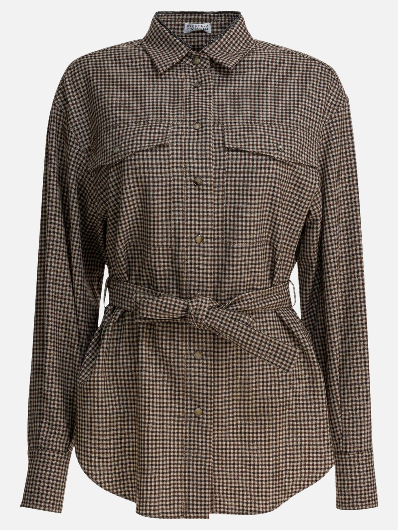 Casual shirts Check  Brown - Brunello Cucinelli Women | PDP | VIETTI Online Store | thumbnail