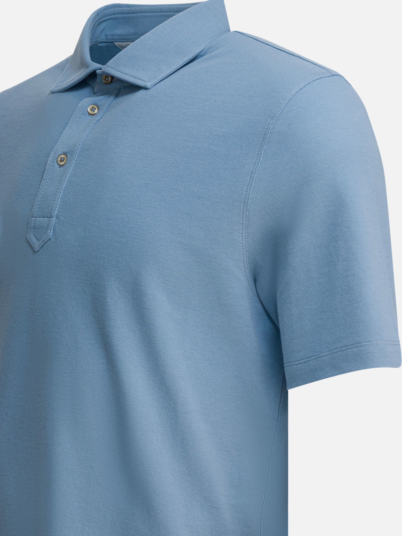 Polo shirts with buttons Solid colour  Light blue - Brunello Cucinelli Men | PDP | VIETTI Online Store | thumbnail_4